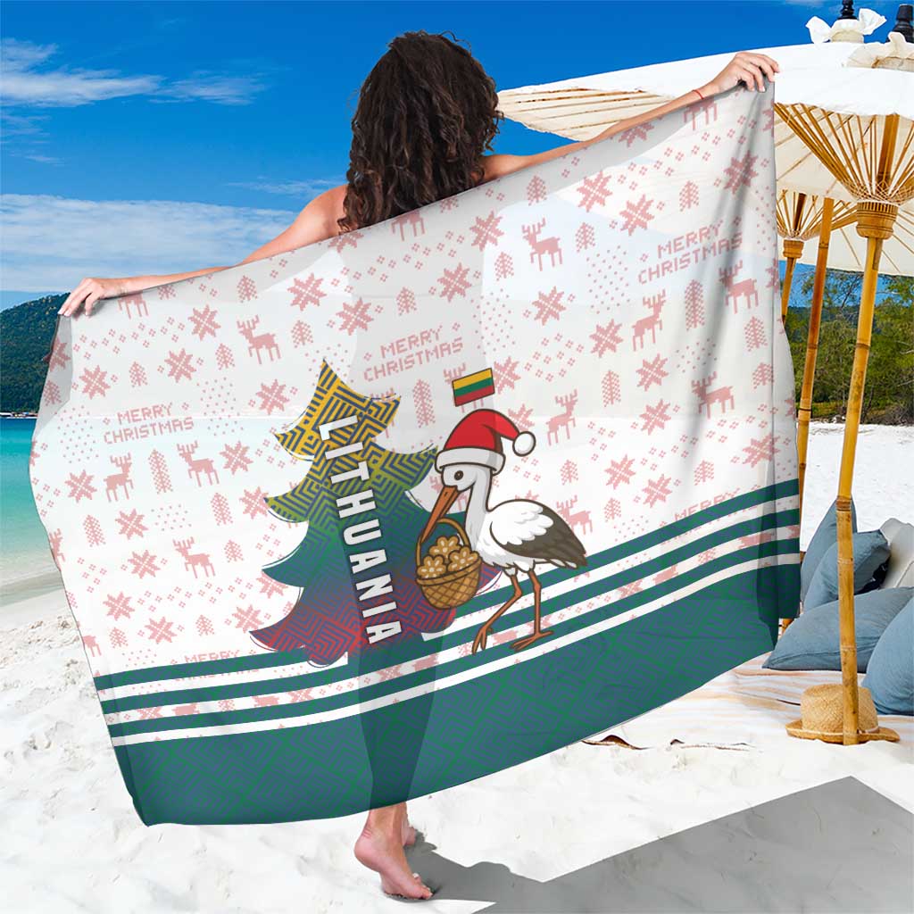 Lithuania Christmas Sarong with Stork Basket Snowflakes and Traditional Pattern Design - Wonder Print Shop