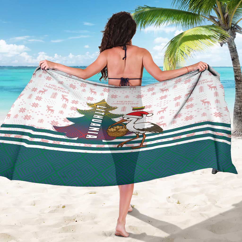 Lithuania Christmas Sarong with Stork Basket Snowflakes and Traditional Pattern Design - Wonder Print Shop