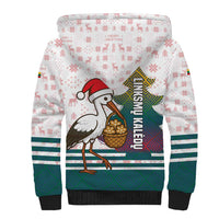 Lithuania Christmas Sherpa Hoodie with Stork Basket Snowflakes and Traditional Pattern Design - Wonder Print Shop