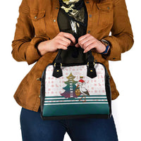 Lithuania Christmas Shoulder Handbag with Stork Basket Snowflakes and Traditional Pattern Design - Wonder Print Shop