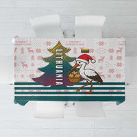 Lithuania Christmas Tablecloth with Stork Basket Snowflakes and Traditional Pattern Design - Wonder Print Shop