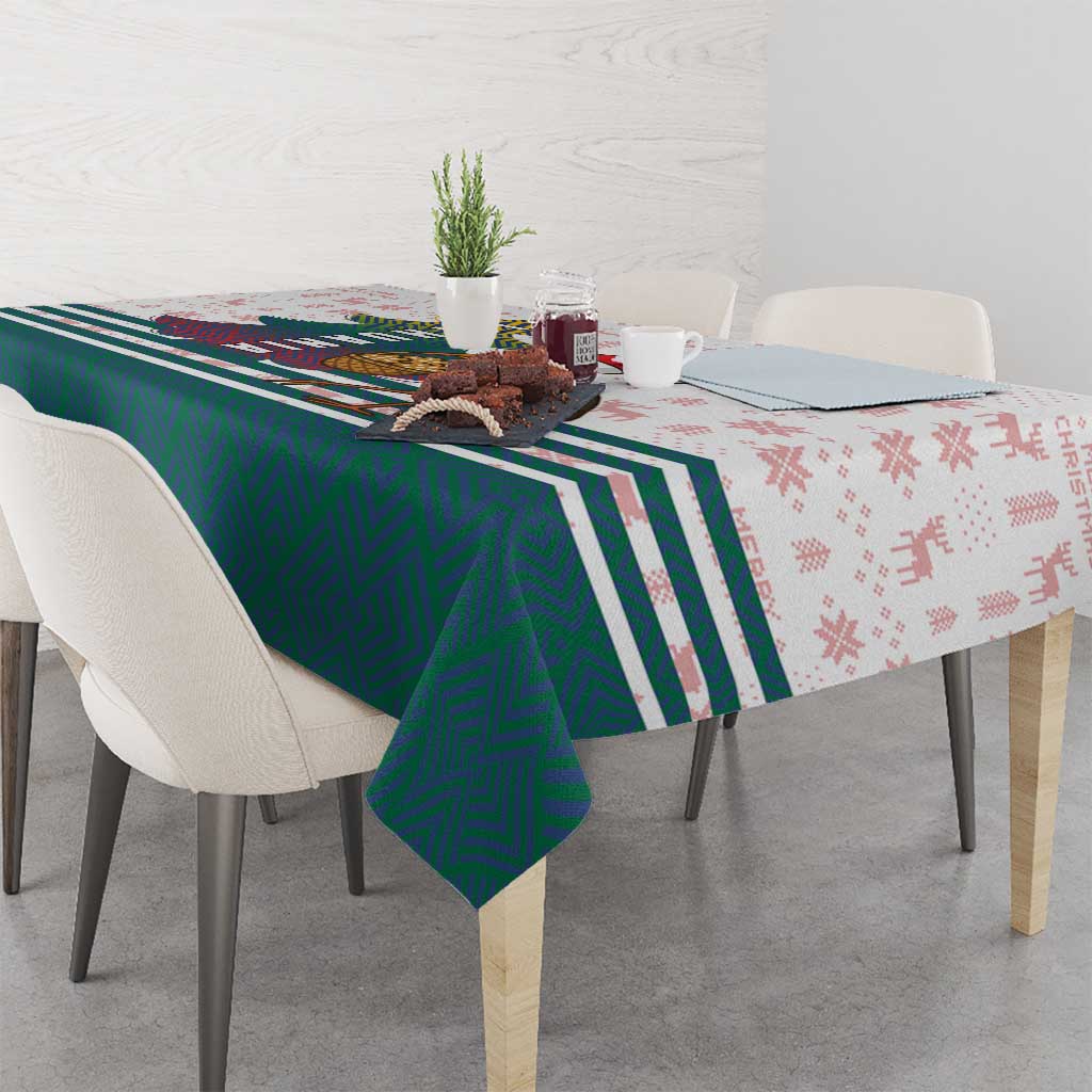 Lithuania Christmas Tablecloth with Stork Basket Snowflakes and Traditional Pattern Design - Wonder Print Shop