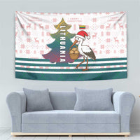 Lithuania Christmas Tapestry with Stork Basket Snowflakes and Traditional Pattern Design - Wonder Print Shop
