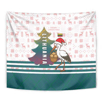 Lithuania Christmas Tapestry with Stork Basket Snowflakes and Traditional Pattern Design - Wonder Print Shop