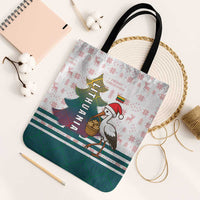Lithuania Christmas Tote Bag with Stork Basket Snowflakes and Traditional Pattern Design - Wonder Print Shop