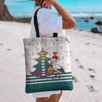 Lithuania Christmas Tote Bag with Stork Basket Snowflakes and Traditional Pattern Design - Wonder Print Shop
