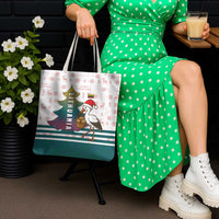 Lithuania Christmas Tote Bag with Stork Basket Snowflakes and Traditional Pattern Design - Wonder Print Shop