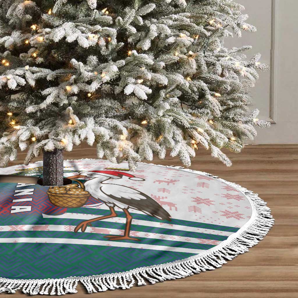 Lithuania Christmas Tree Skirt with Stork Basket Snowflakes and Traditional Pattern Design - Wonder Print Shop
