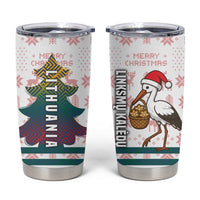 Lithuania Christmas Tumbler Cup with Stork Basket Snowflakes and Traditional Pattern Design - Wonder Print Shop