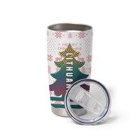 Lithuania Christmas Tumbler Cup with Stork Basket Snowflakes and Traditional Pattern Design - Wonder Print Shop