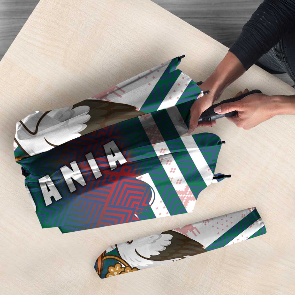 Lithuania Christmas Umbrella with Stork Basket Snowflakes and Traditional Pattern Design - Wonder Print Shop