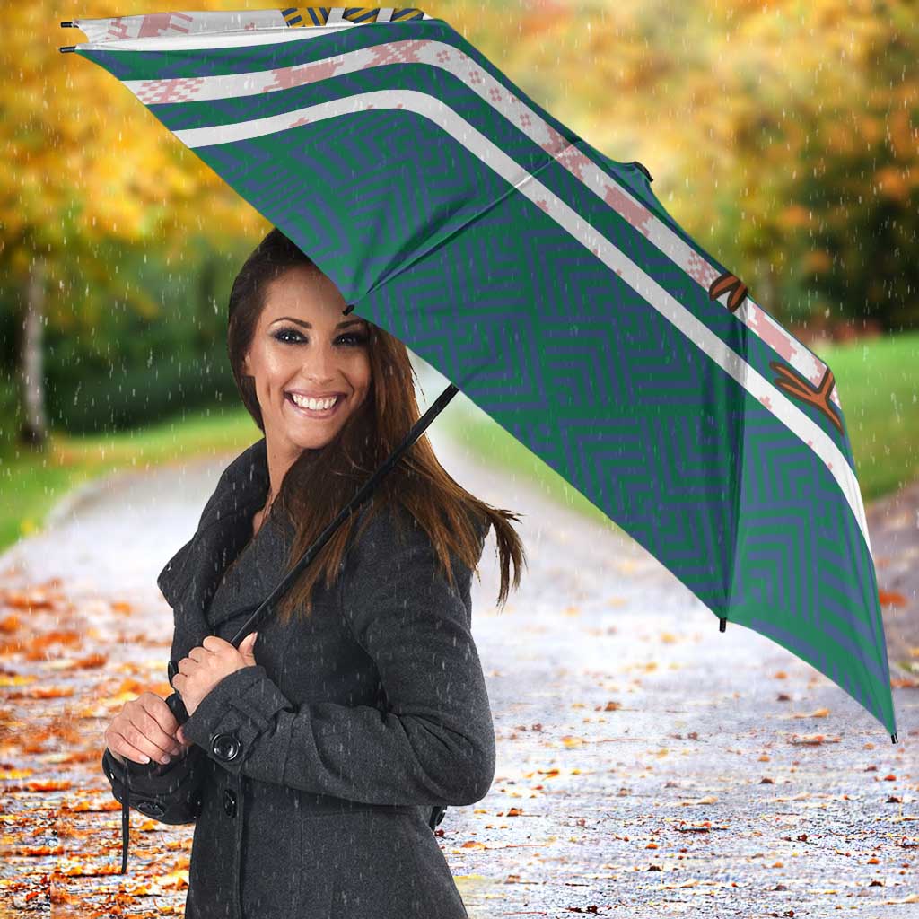 Lithuania Christmas Umbrella with Stork Basket Snowflakes and Traditional Pattern Design - Wonder Print Shop