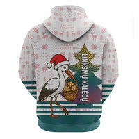 Lithuania Christmas Zip Hoodie with Stork Basket Snowflakes and Traditional Pattern Design - Wonder Print Shop