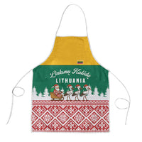 Lithuania Christmas Apron with Santa Sleigh Pulled by Storks and Folk Pattern Design - Wonder Print Shop
