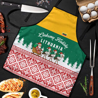 Lithuania Christmas Apron with Santa Sleigh Pulled by Storks and Folk Pattern Design - Wonder Print Shop