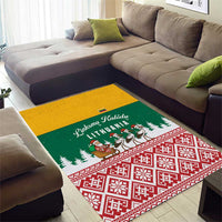 Lithuania Christmas Area Rug with Santa Sleigh Pulled by Storks and Folk Pattern Design - Wonder Print Shop