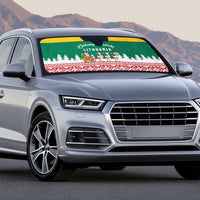 Lithuania Christmas Auto Sun Shade with Santa Sleigh Pulled by Storks and Folk Pattern Design - Wonder Print Shop