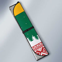 Lithuania Christmas Auto Sun Shade with Santa Sleigh Pulled by Storks and Folk Pattern Design - Wonder Print Shop