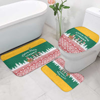 Lithuania Christmas Bathroom Set with Santa Sleigh Pulled by Storks and Folk Pattern Design - Wonder Print Shop