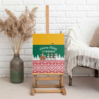 Lithuania Christmas Canvas Wall Art with Santa Sleigh Pulled by Storks and Folk Pattern Design - Wonder Print Shop
