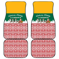 Lithuania Christmas Car Mats with Santa Sleigh Pulled by Storks and Folk Pattern Design - Wonder Print Shop