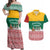 Lithuania Christmas Couples Matching Off Shoulder Maxi Dress and Hawaiian Shirt with Santa Sleigh Pulled by Storks and Folk Pattern Design - Wonder Print Shop