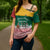 Lithuania Christmas Cross Shoulder Shirt with Santa Sleigh Pulled by Storks and Folk Pattern Design - Wonder Print Shop
