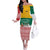 Lithuania Christmas Off The Shoulder Long Sleeve Dress with Santa Sleigh Pulled by Storks and Folk Pattern Design - Wonder Print Shop