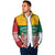 Lithuania Christmas Padded Jacket with Santa Sleigh Pulled by Storks and Folk Pattern Design - Wonder Print Shop