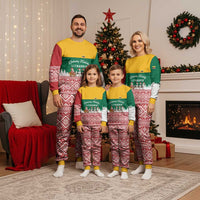 Lithuania Christmas Pajama Set with Santa Sleigh Pulled by Storks and Folk Pattern Design - Wonder Print Shop