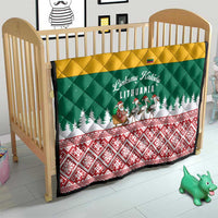 Lithuania Christmas Quilt with Santa Sleigh Pulled by Storks and Folk Pattern Design - Wonder Print Shop