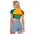Lithuania Christmas Raglan Cropped T Shirt with Santa Sleigh Pulled by Storks and Folk Pattern Design - Wonder Print Shop