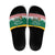 Lithuania Christmas Slide Sandals with Santa Sleigh Pulled by Storks and Folk Pattern Design - Wonder Print Shop