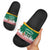 Lithuania Christmas Slide Sandals with Santa Sleigh Pulled by Storks and Folk Pattern Design - Wonder Print Shop