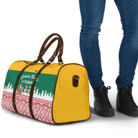 Lithuania Christmas Travel Bag with Santa Sleigh Pulled by Storks and Folk Pattern Design - Wonder Print Shop