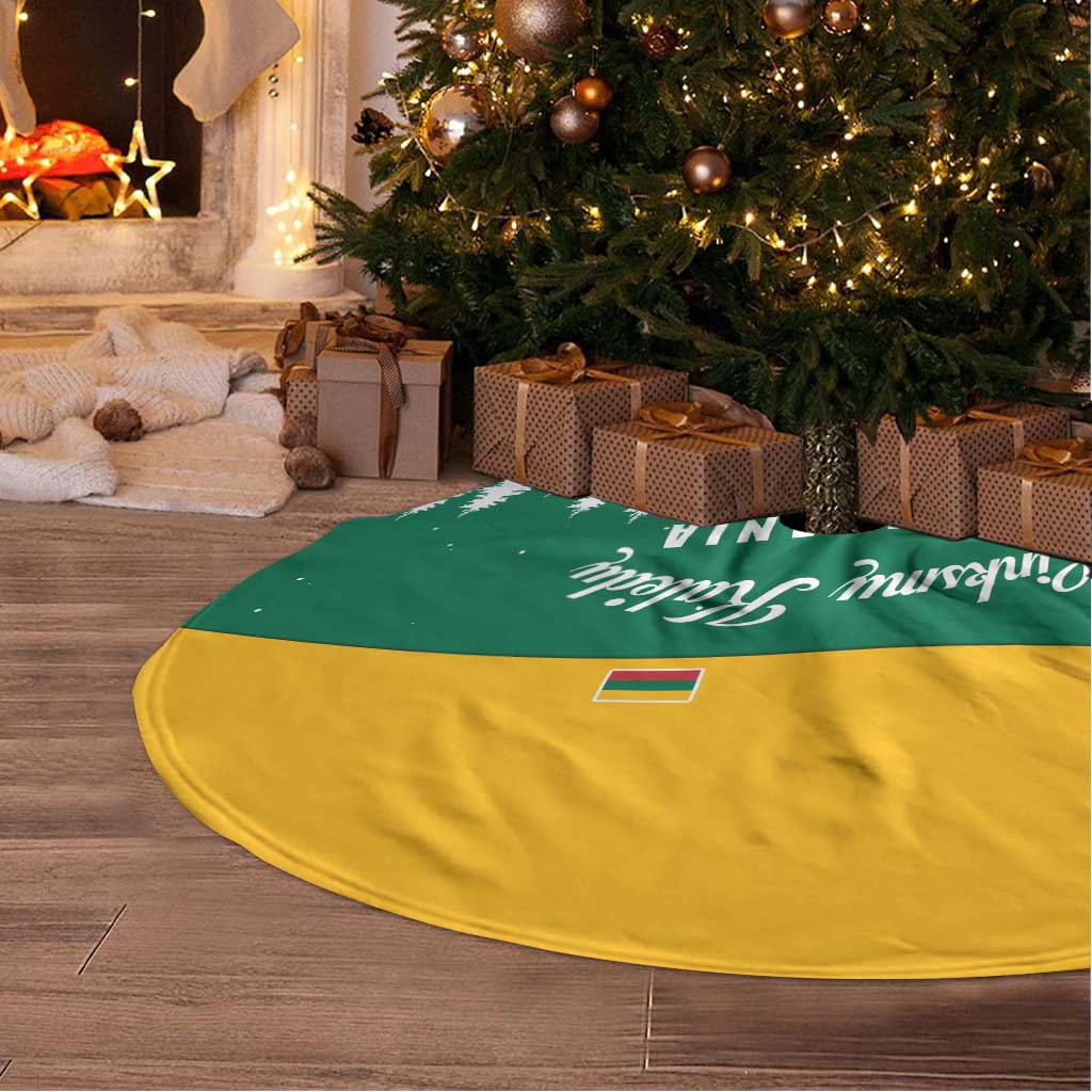 Lithuania Christmas Tree Skirt with Santa Sleigh Pulled by Storks and Folk Pattern Design - Wonder Print Shop
