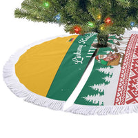 Lithuania Christmas Tree Skirt with Santa Sleigh Pulled by Storks and Folk Pattern Design - Wonder Print Shop