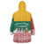 Lithuania Christmas Wearable Blanket Hoodie with Santa Sleigh Pulled by Storks and Folk Pattern Design - Wonder Print Shop