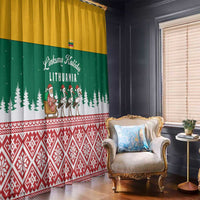 Lithuania Christmas Window Curtain with Santa Sleigh Pulled by Storks and Folk Pattern Design - Wonder Print Shop