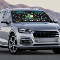 Funny Santa Riding Dinosaur Christmas Auto Sun Shade Gingerbread Snowflake Pattern - Wonder Print Shop