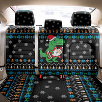 Funny Santa Riding Dinosaur Christmas Back Car Seat Cover Gingerbread Snowflake Pattern - Wonder Print Shop