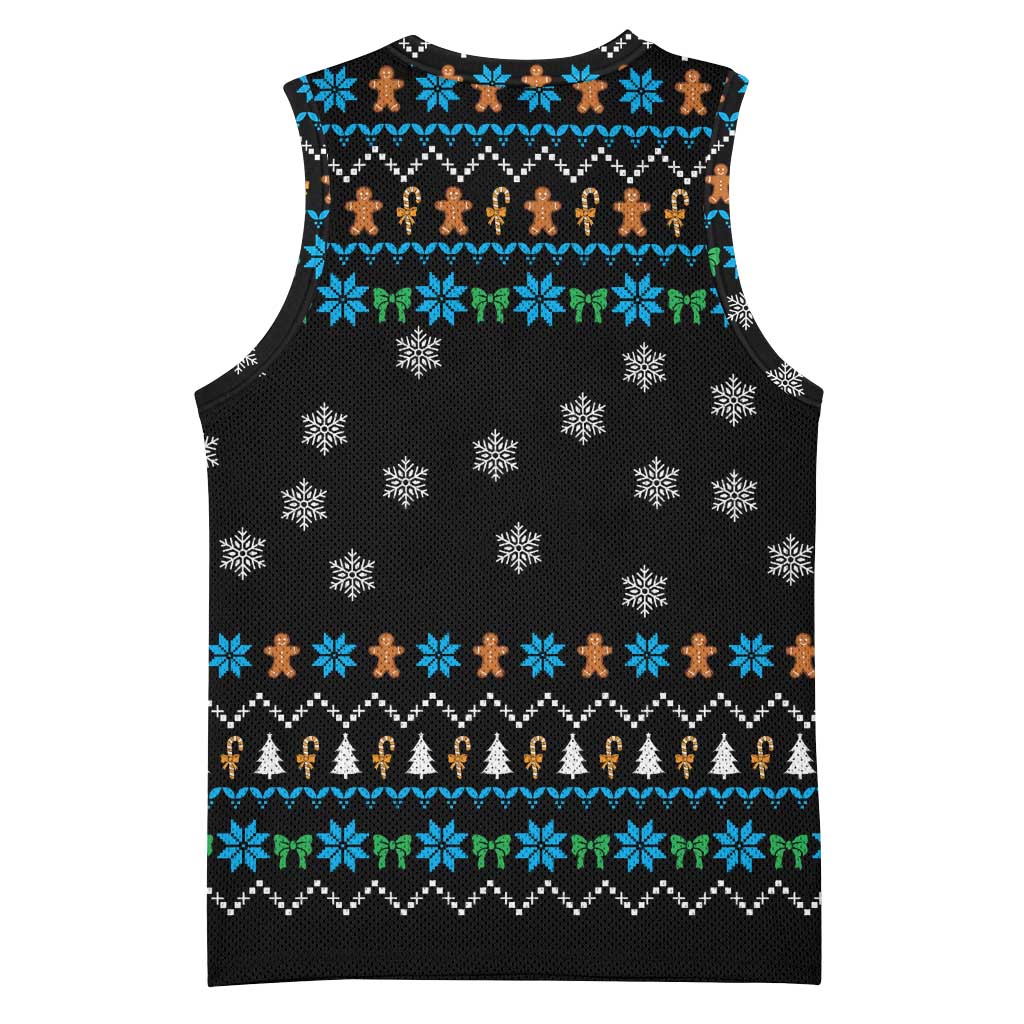 Funny Santa Riding Dinosaur Christmas Basketball Jersey Gingerbread Snowflake Pattern - Wonder Print Shop