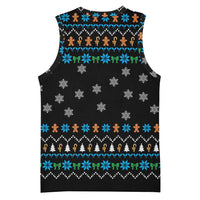 Funny Santa Riding Dinosaur Christmas Basketball Jersey Gingerbread Snowflake Pattern - Wonder Print Shop