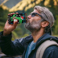 Funny Santa Riding Dinosaur Christmas 4 in 1 Can Cooler Tumbler Gingerbread Snowflake Pattern - Wonder Print Shop