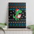 Funny Santa Riding Dinosaur Christmas Canvas Wall Art Gingerbread Snowflake Pattern - Wonder Print Shop
