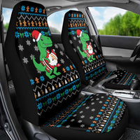 Funny Santa Riding Dinosaur Christmas Car Seat Cover Gingerbread Snowflake Pattern - Wonder Print Shop