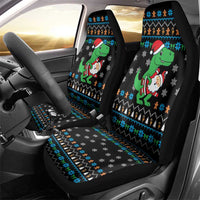 Funny Santa Riding Dinosaur Christmas Car Seat Cover Gingerbread Snowflake Pattern - Wonder Print Shop