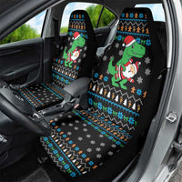 Funny Santa Riding Dinosaur Christmas Car Seat Cover Gingerbread Snowflake Pattern - Wonder Print Shop