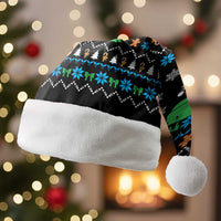 Funny Santa Riding Dinosaur Christmas Santa Hat Gingerbread Snowflake Pattern - Wonder Print Shop