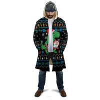 Funny Santa Riding Dinosaur Christmas Cloak Gingerbread Snowflake Pattern - Wonder Print Shop